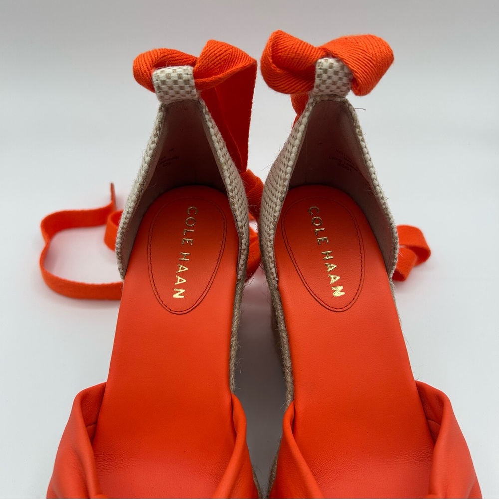 New Cole Haan Orange Cloudfoam Espadrille Wedge Sandals size 7 - Picture 9 of 13